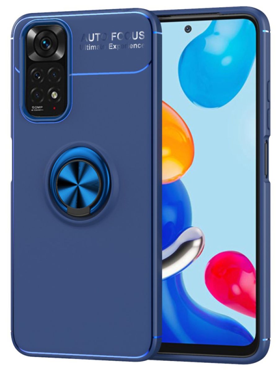 

Brodef Revolve Силиконовый чехол с кольцом для Xiaomi Redmi Note 11/11S Синий