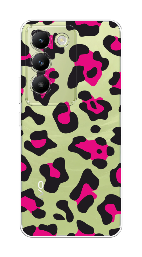 

Чехол на Vivo V30 lite 4G "Pink cow spots", Черный;розовый, 2610350-1