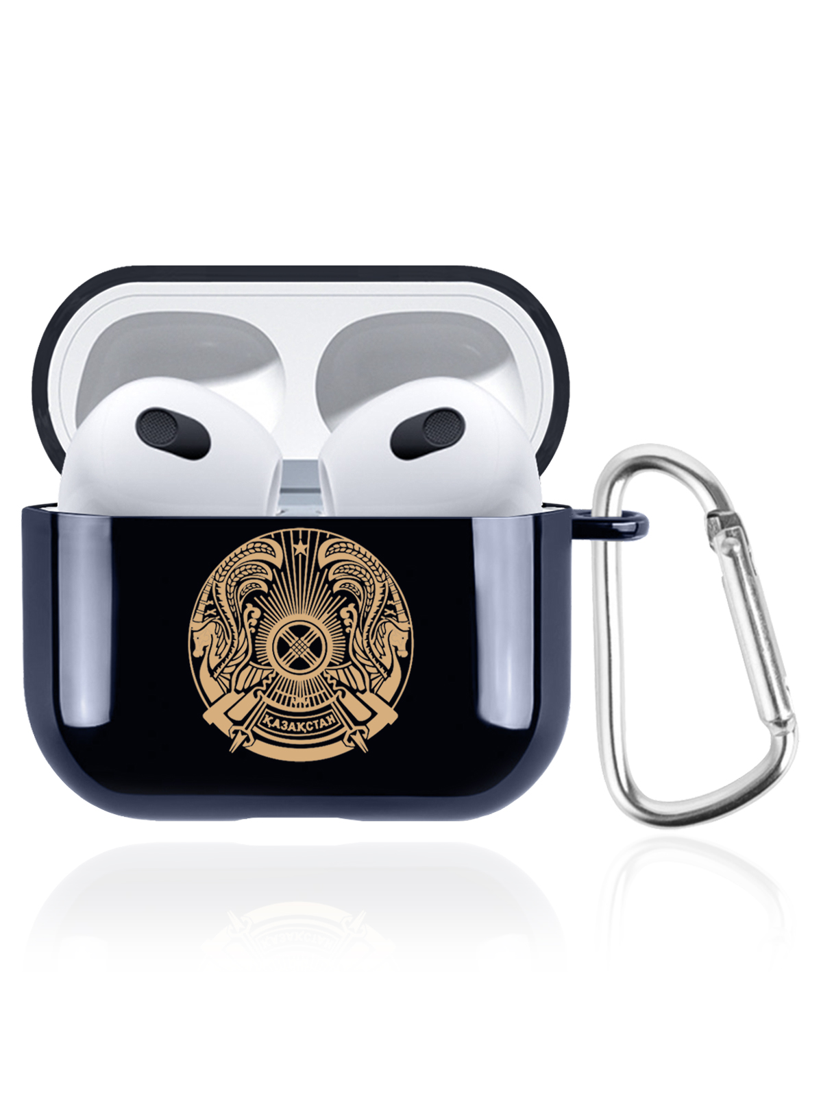 

Чехол SignumCase для Apple AirPods 3 Герб Казахстана темно-синий, Золотистый;синий, Герб Казахстана