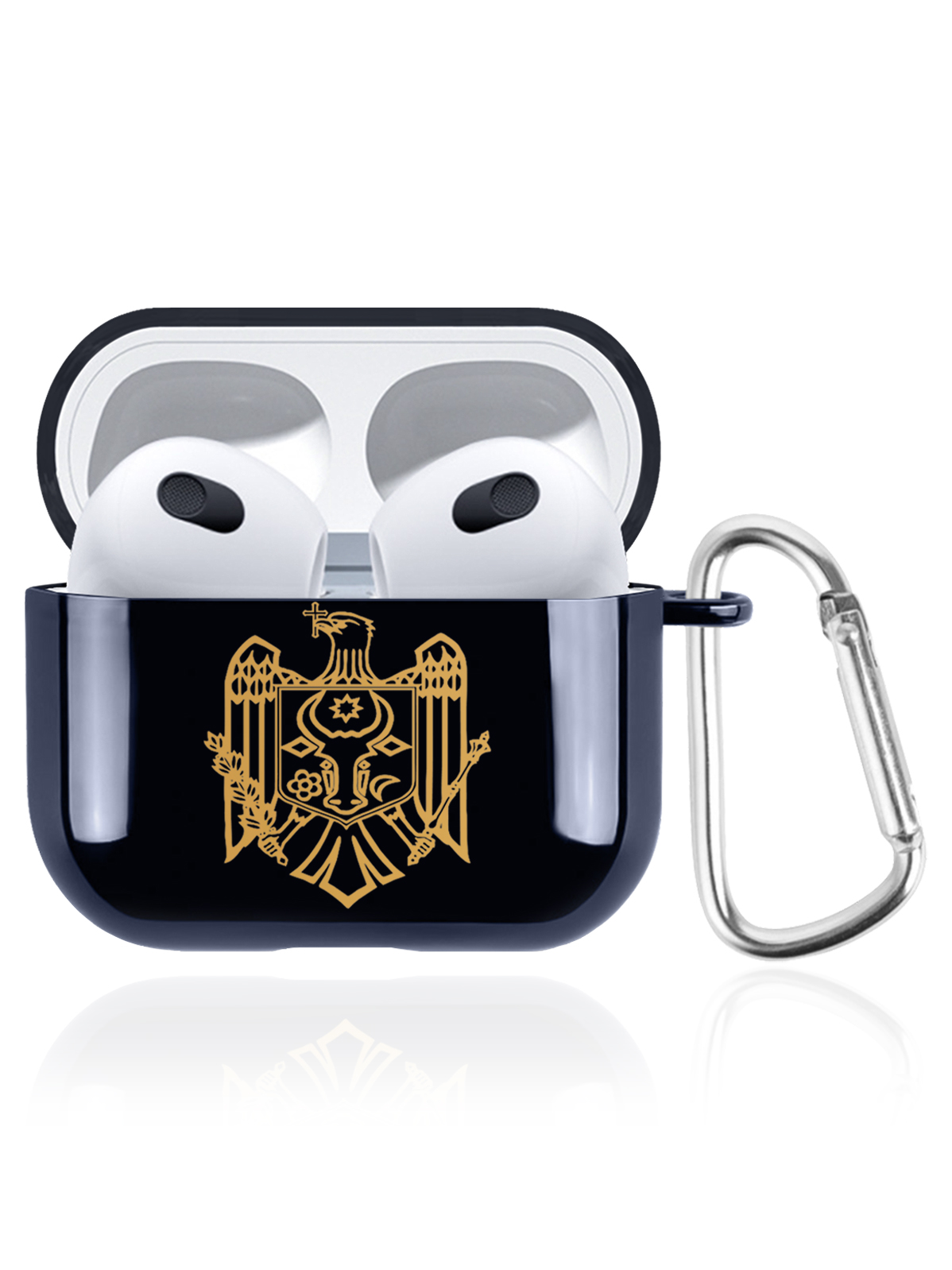 

Чехол SignumCase для Apple AirPods 3 Герб Молдавии/Молдовы темно-синий, Золотистый;синий, Герб Молдавии/Молдовы