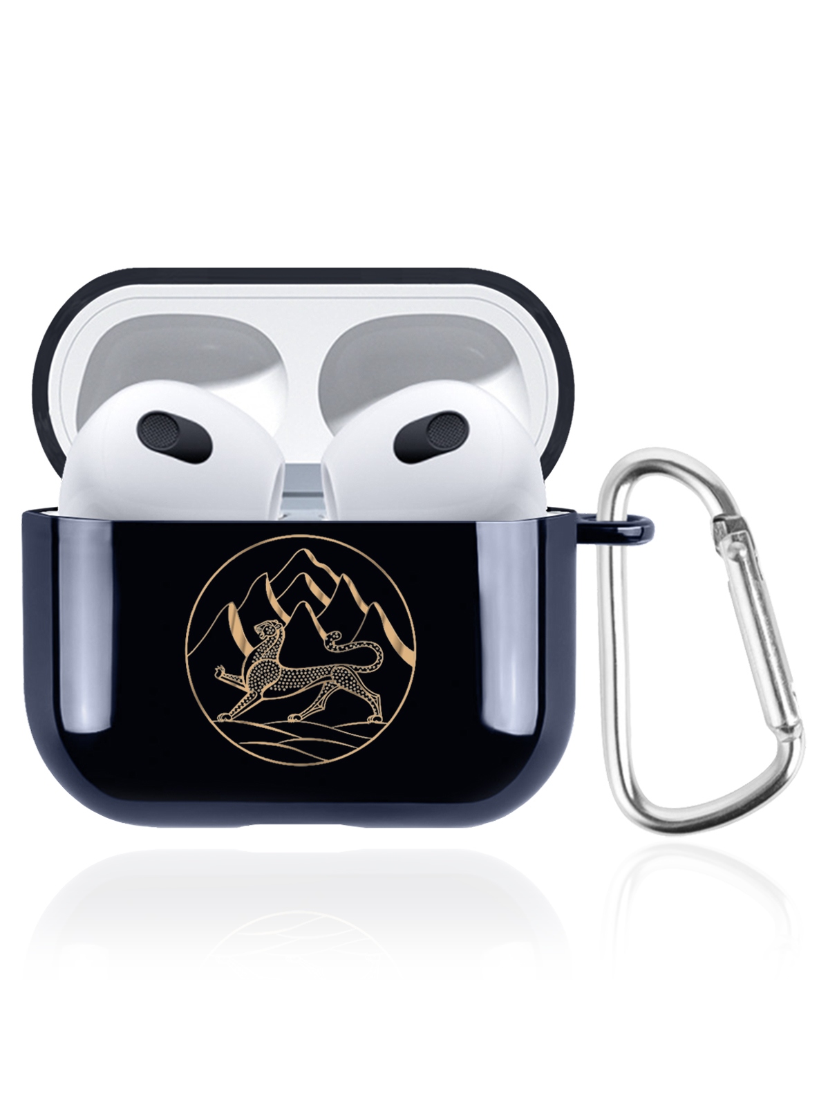 

Чехол SignumCase для Apple AirPods 3 Герб Северной Осетии темно-синий, Золотистый;синий, Герб Северной Осетии