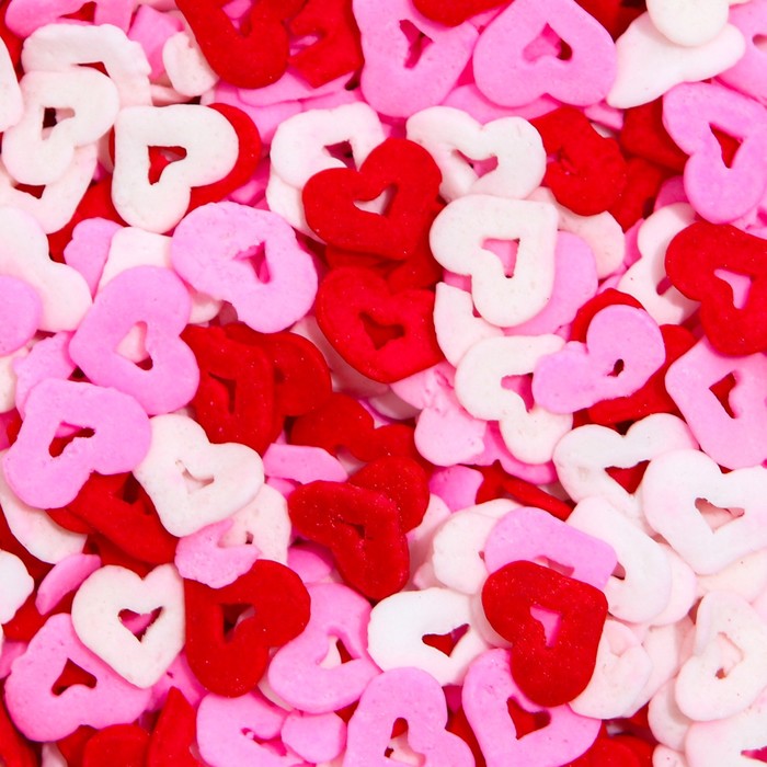 фото Кондитерская посыпка «миром правит любовь», красная/белая/розовая, 50 г nobrand