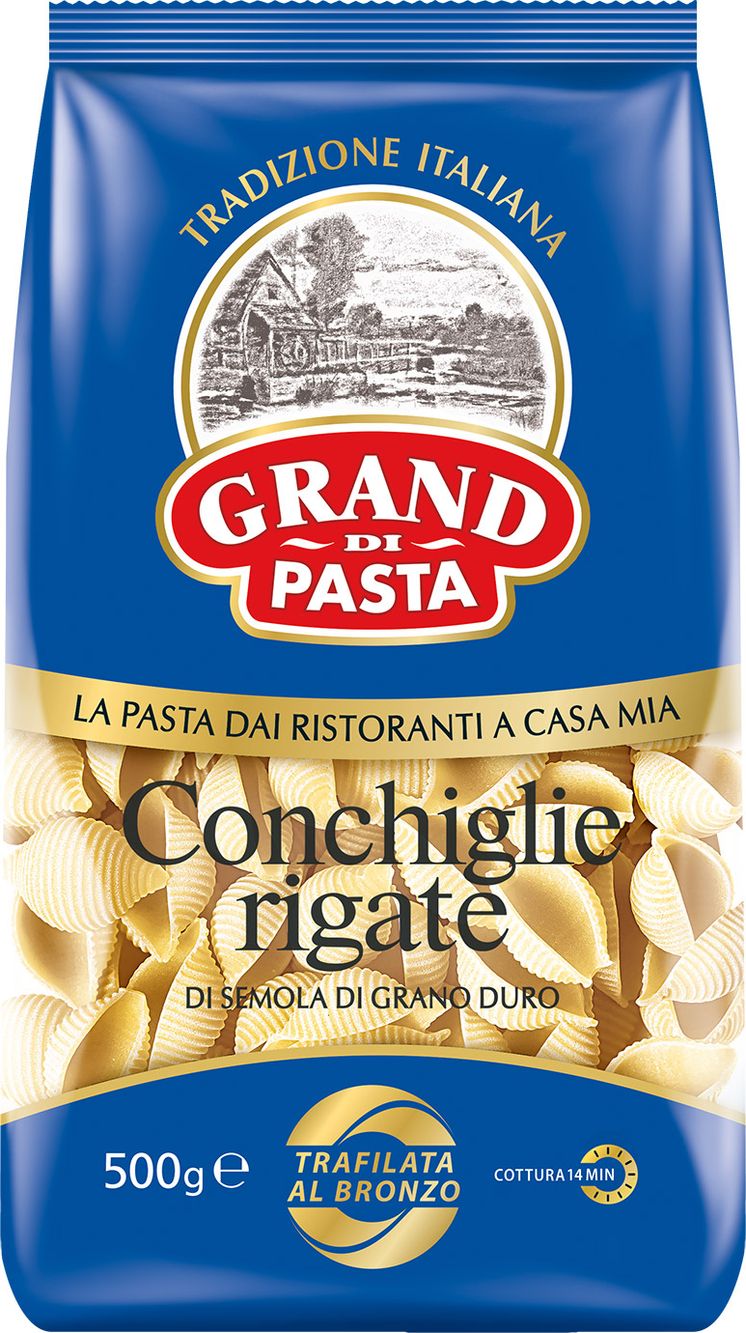

Макаронные изделия Grand di Pasta Conchiglie Rigate улитки рифленые 500 г