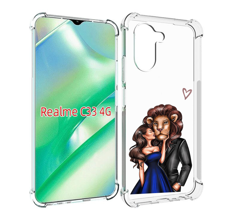 Чехол MyPads лев-в-смокинге для Realme C33 4G