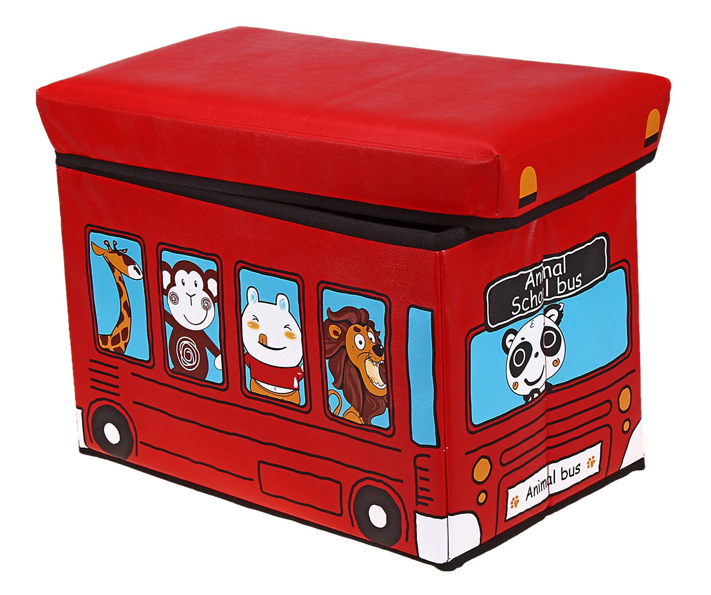 фото Детский складной пуф-короб для хранения 2 в 1 markethot красный, 29х30х30 см nobrand