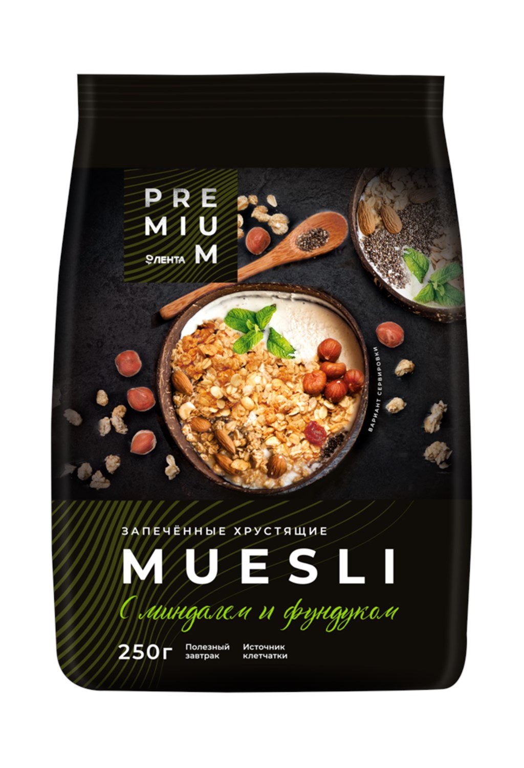 

Мюсли Лента Premium запеченные хрустящие с орехами 250 г