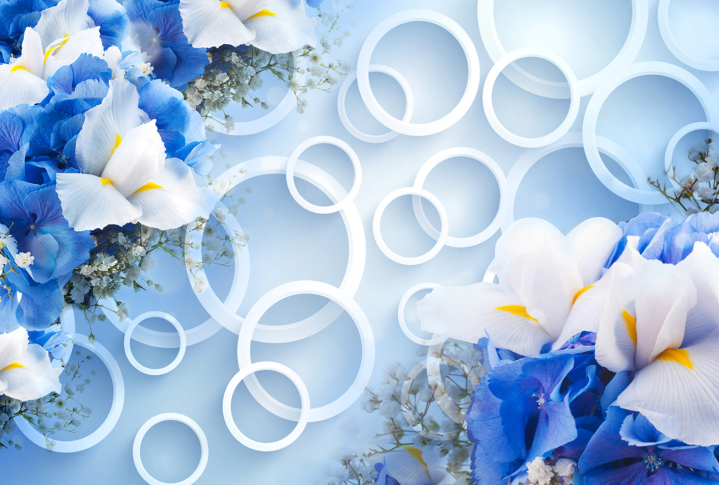 фото T-131 кольца с синими цветами 400х270 divino decor