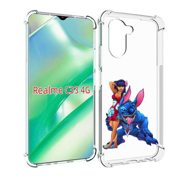 

Чехол MyPads лило и накаченный стич детский для Realme C33 4G, Прозрачный, Tocco