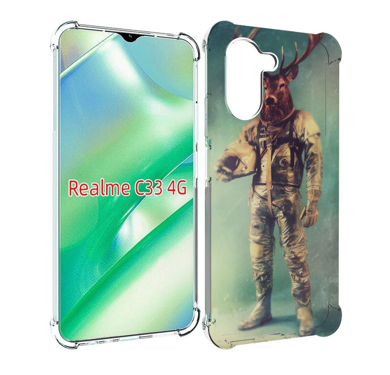 

Чехол MyPads лось космонавт для Realme C33 4G, Прозрачный, Tocco