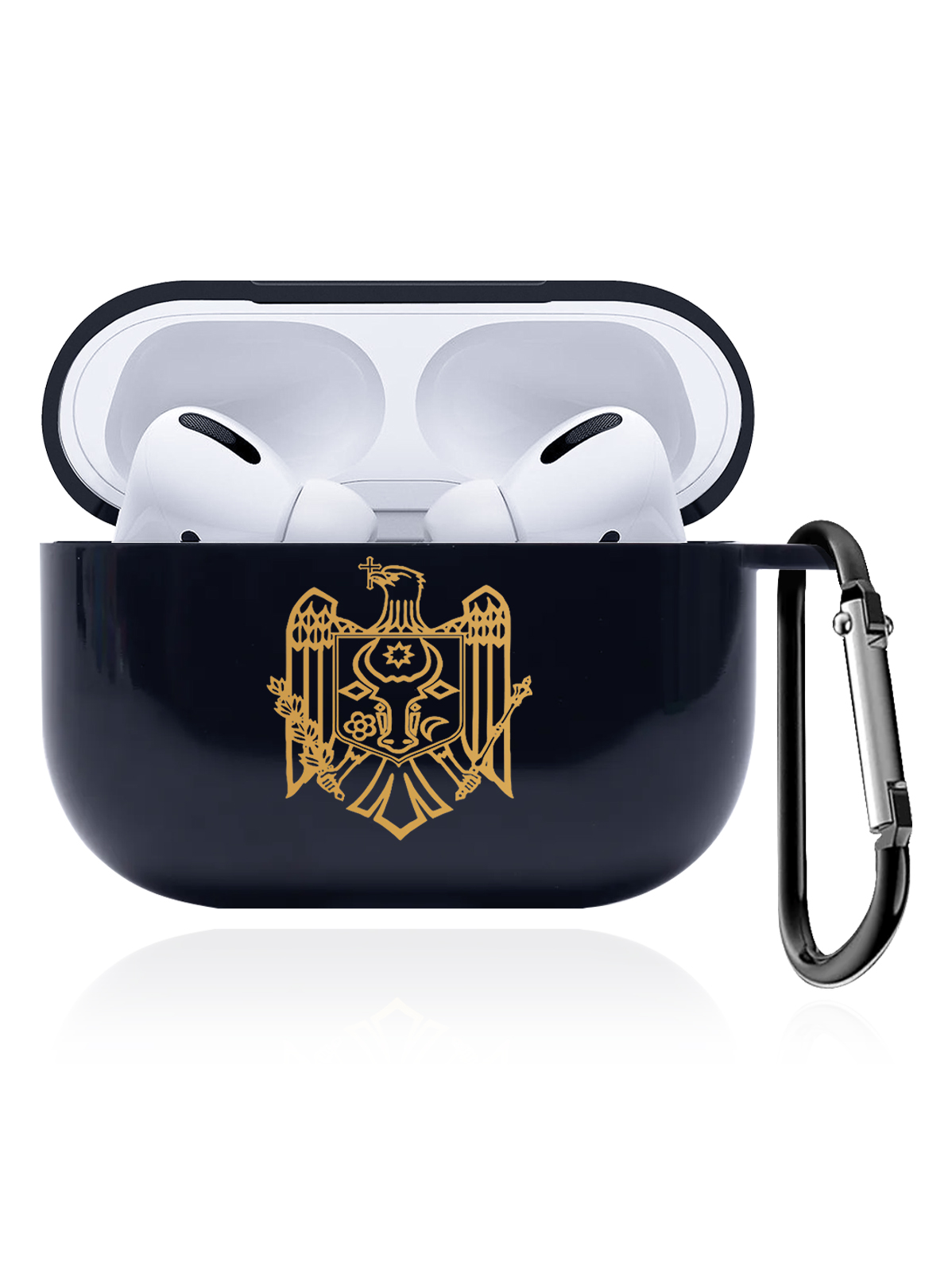 

Чехол SignumCase для Apple AirPods Pro Герб Молдавии темно-синий, Золотистый;синий, Герб Молдавии/Молдовы