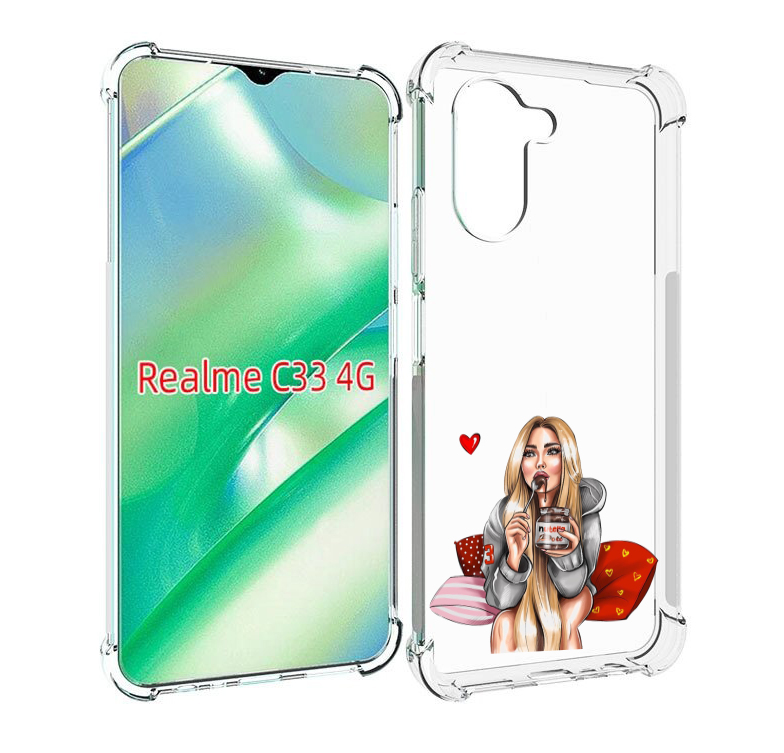 

Чехол MyPads любительница-нутеллы женский для Realme C33 4G, Прозрачный, Tocco