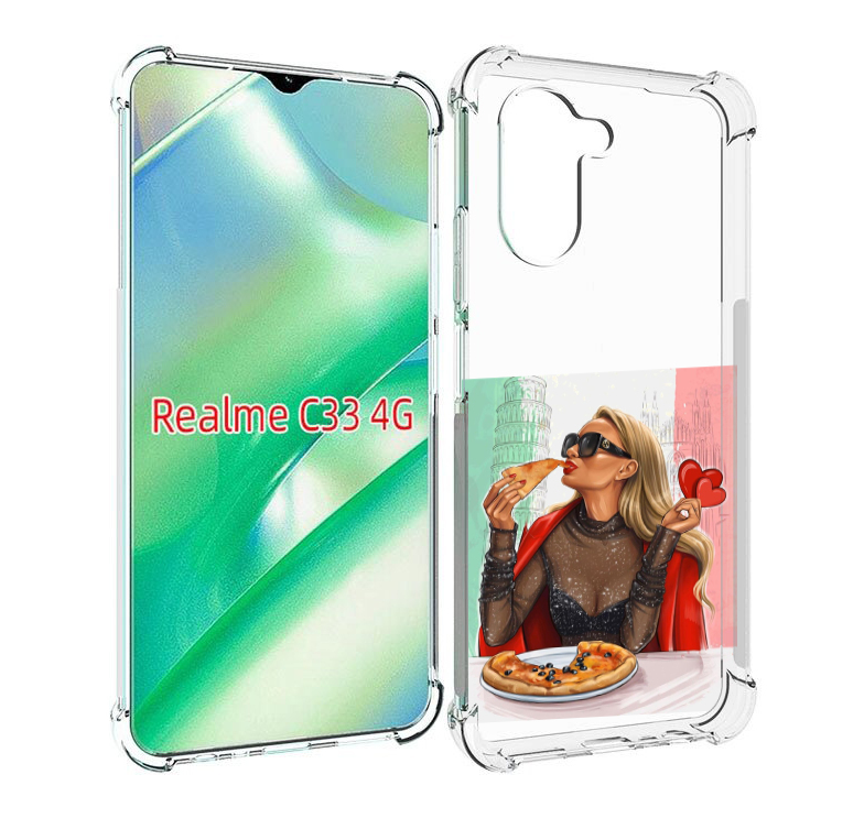 

Чехол MyPads любительница-пиццы женский для Realme C33 4G, Прозрачный, Tocco