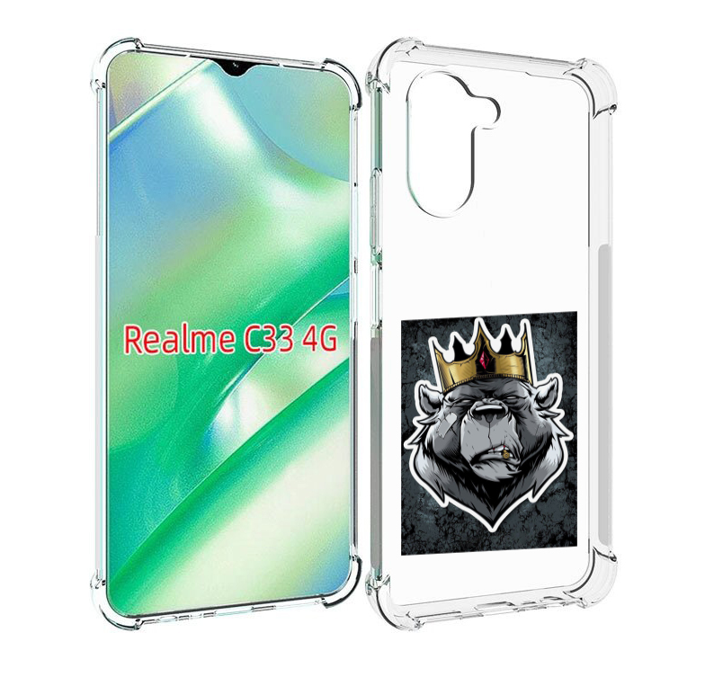 

Чехол MyPads медведь с короной для Realme C33 4G, Прозрачный, Tocco