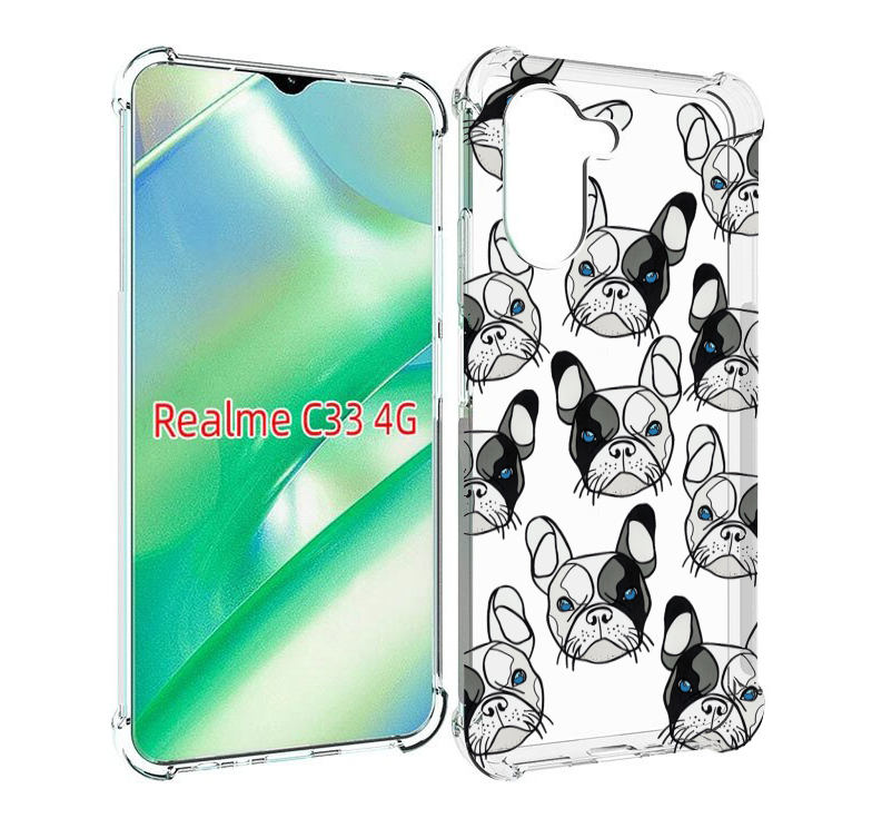 

Чехол MyPads мини-собачки-черно-белый для Realme C33 4G, Прозрачный, Tocco