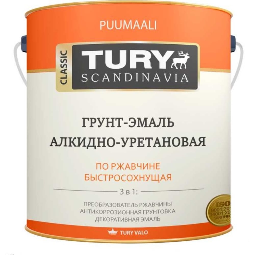 TURY Грунт-эмаль АУ по ржавчине 3 в 1 голубая, 2 кг 00002007646