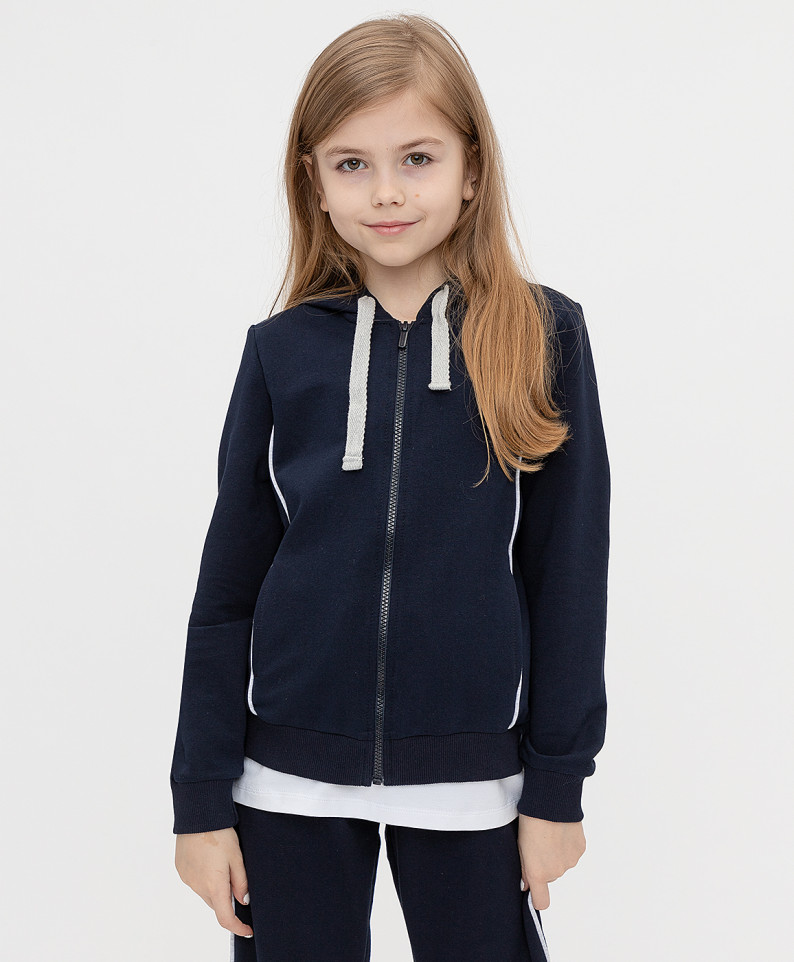 фото Толстовка синяя на молнии button blue 221bbgs16011000 р.158