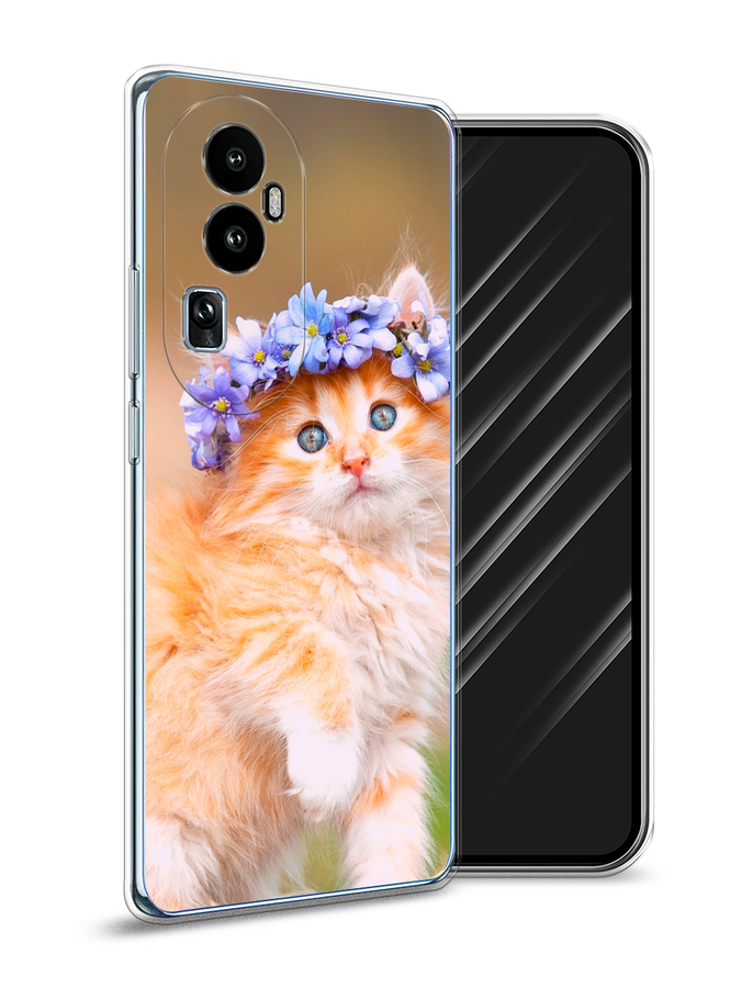 

Чехол Awog на Oppo Reno 10 "Рыжий кот в венке", Коричневый;синий, 2514550-1