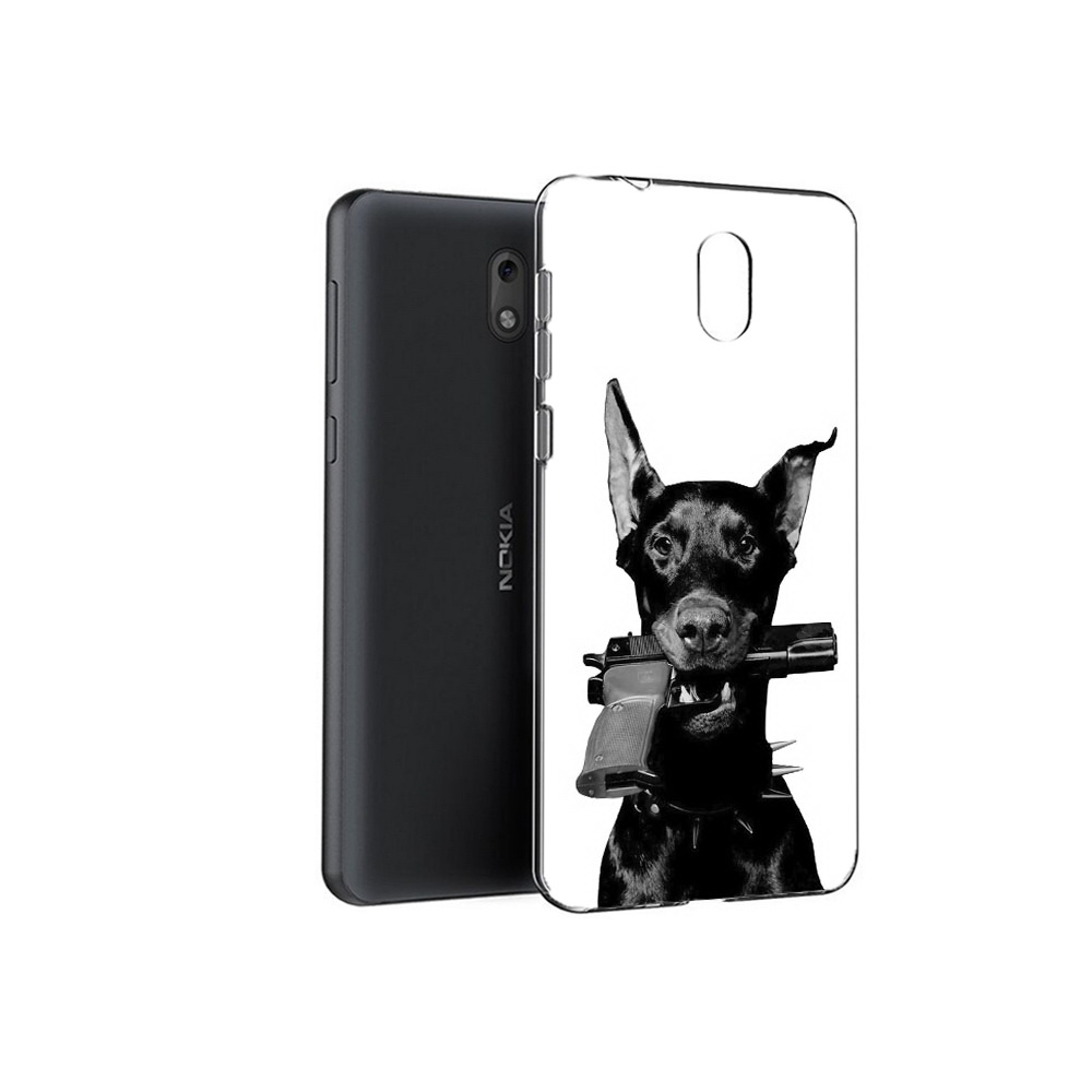 

Чехол MyPads Tocco для Nokia 6 доберман с пистолетом (PT60992.93.331), Прозрачный, Tocco