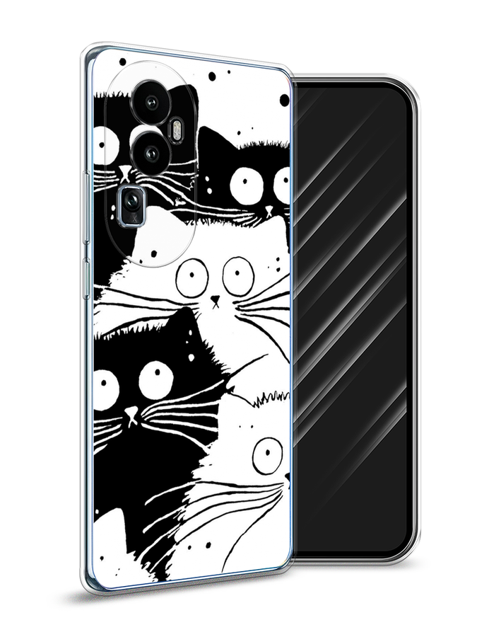 

Чехол Awog на Oppo Reno 10 "Коты черно-белые", Черный;белый, 2514550-2