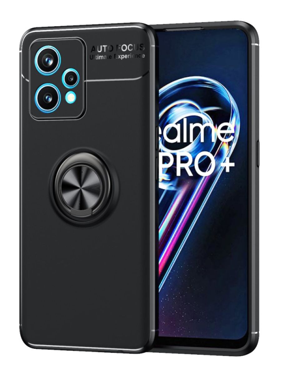 

Brodef Revolve Силиконовый чехол с кольцом для Realme 9 Pro Plus/9 Pro+ Черный