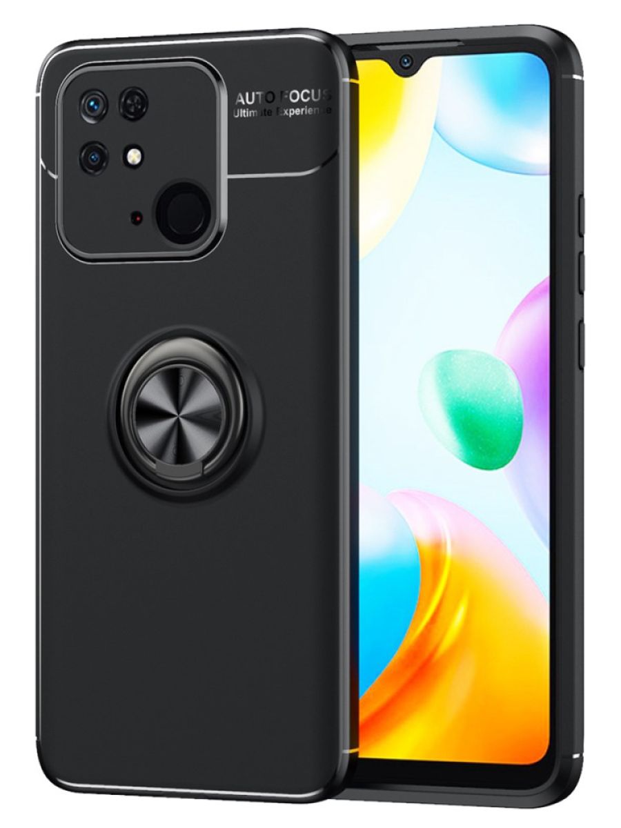 

Brodef Revolve Силиконовый чехол с кольцом для Xiaomi Redmi 10C Черный