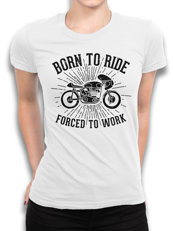 фото Футболка женская dream shirts born to ride forced to work 50007871 белая xs