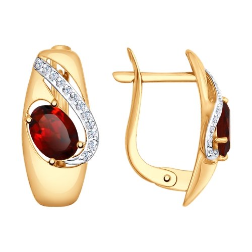 

Серьги из красного золота ЯХОНТ Золотой 155706, гранат/фианит, 155706