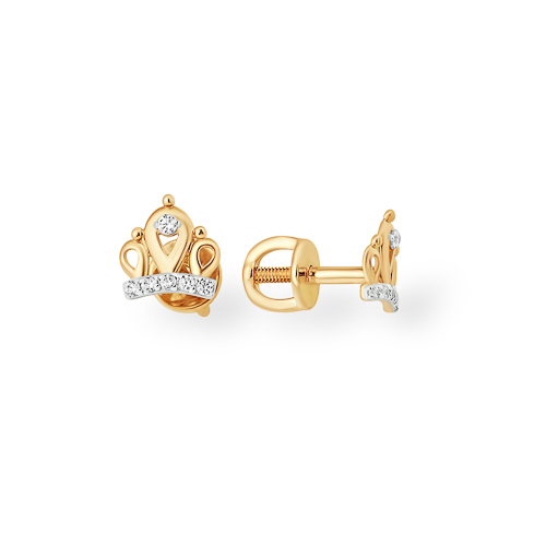 

Серьги пусеты из красного золота ЯХОНТ Золотой 156596, фианит, 156596