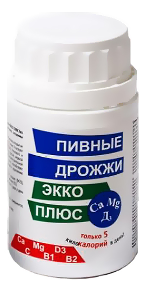 фото Дрожжи пивные экко плюс с кальцием, магнием и витамином д3 таблетки 0,45 г 100 шт.