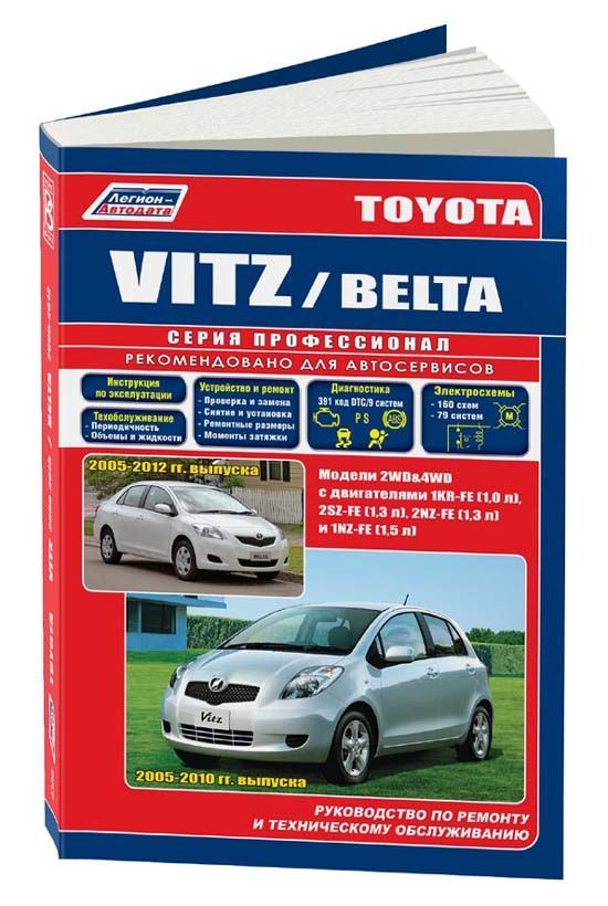 

Toyota Vitz, Belta 2005-12 c бензиновыми двигателями 1KR-FE (1,0) 2SZ-FE (1,3л) 2...