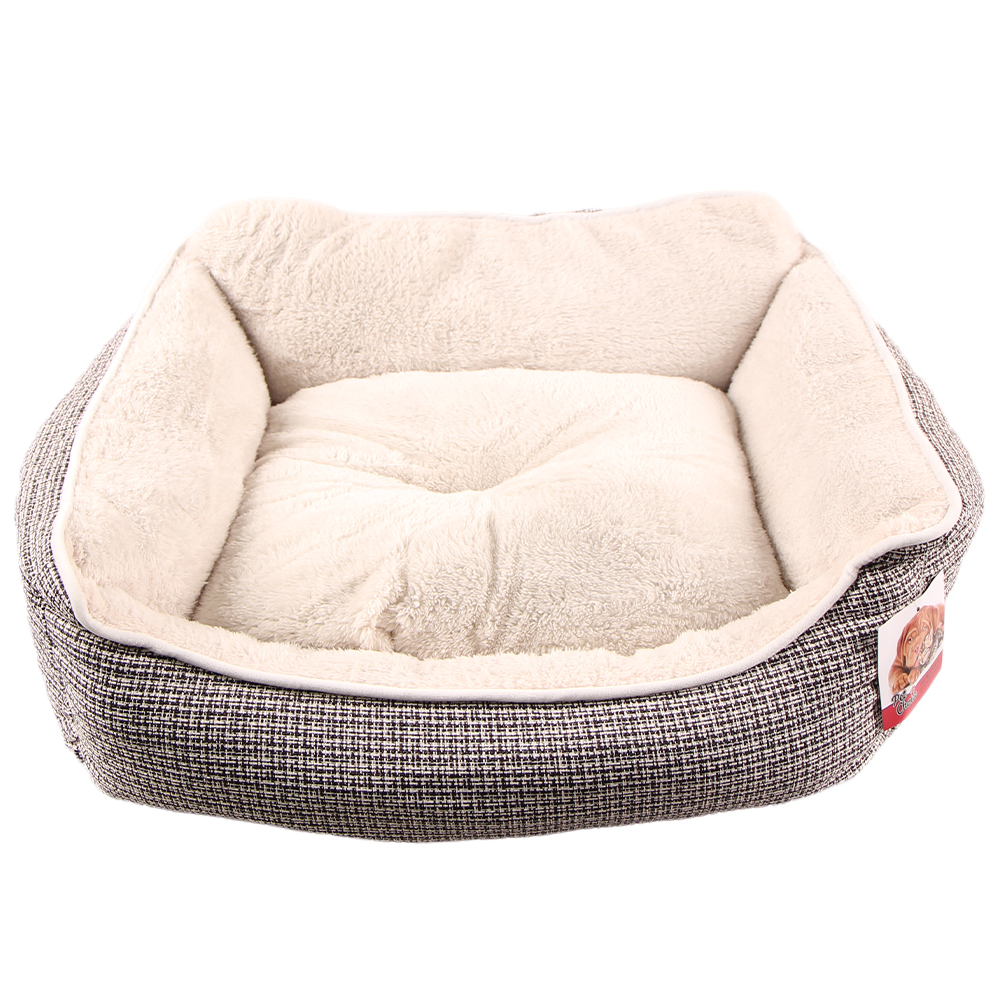 

Лежанка для кошек и собак Pet Choice текстиль, искусственный мех 70х58х22см серый