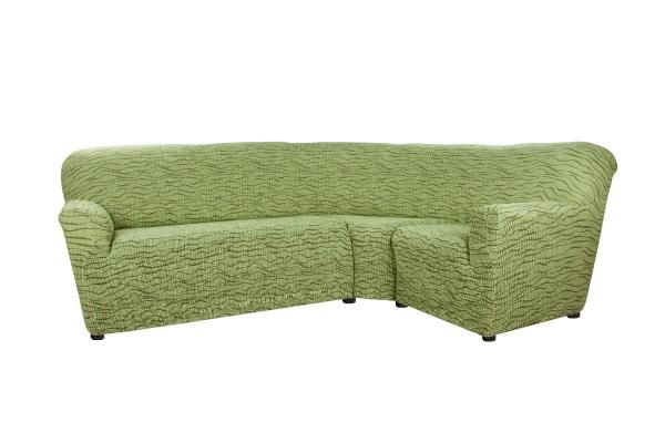 фото Чехол на классический угловой диван тела ридже зеленый еврочехол