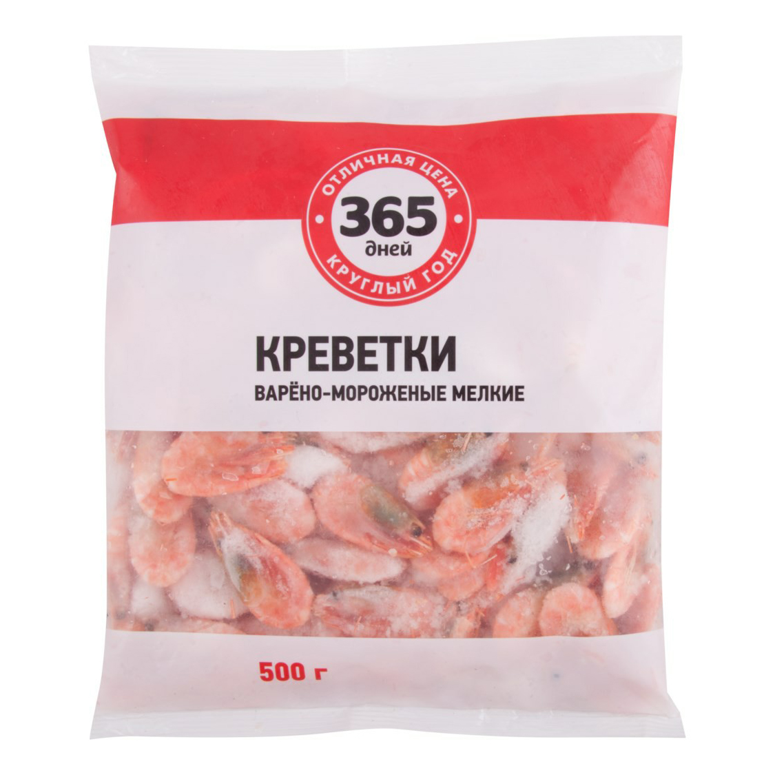 Креветки 365 дней, замороженные, без заправки, 500 гр