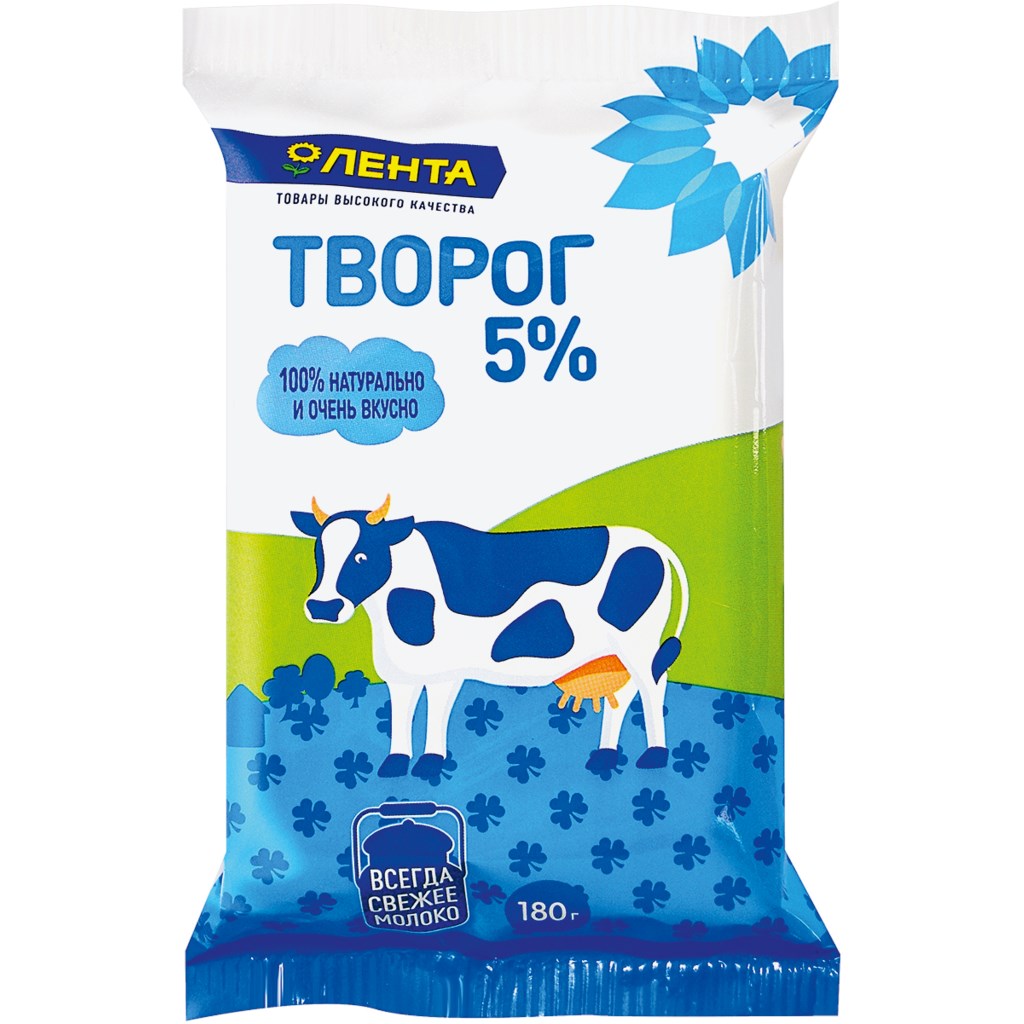 

Творог Лента 5% бзмж 180 г