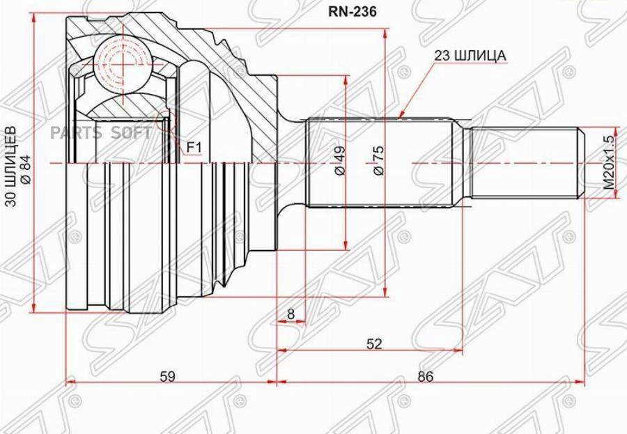 

SAT Шрус наружный RENAULT LOGAN 10-/NISSAN ALMERA GA15 12-