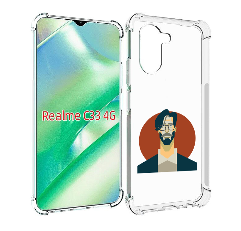 

Чехол MyPads мужичек-в-очках для Realme C33 4G, Прозрачный, Tocco