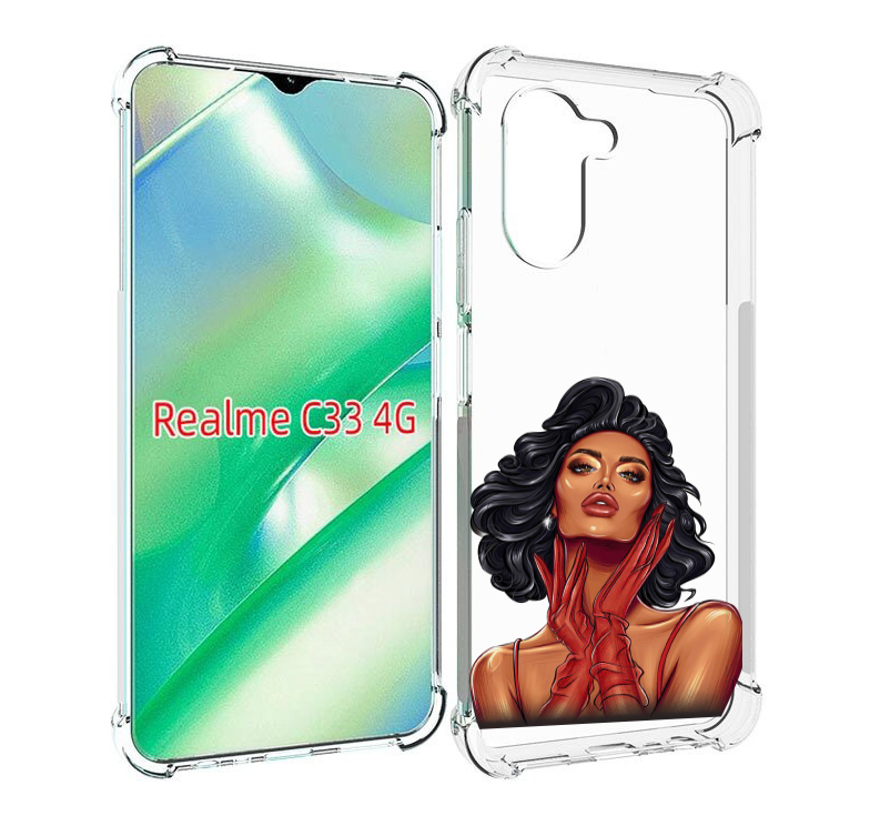 

Чехол MyPads мулатка-в-перчатках женский для Realme C33 4G, Прозрачный, Tocco