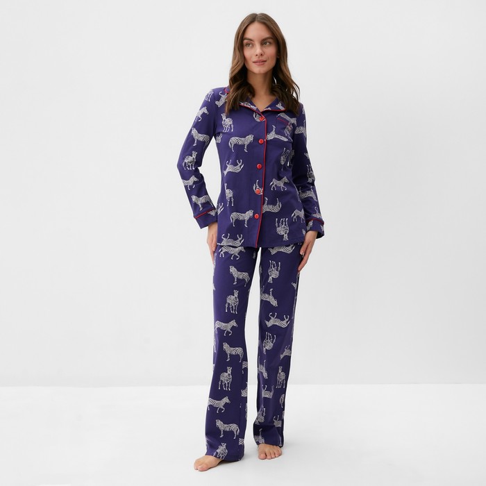 

Пижама женская KAFTAN Фауна синяя 52-54 RU, Синий, Фауна