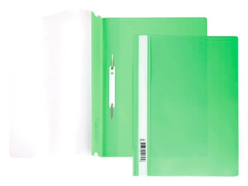 Папка -Скоросшиватель А4ф Hatber 140/180мкм Зеленая Пластик прозрач верх с един.штрих-код