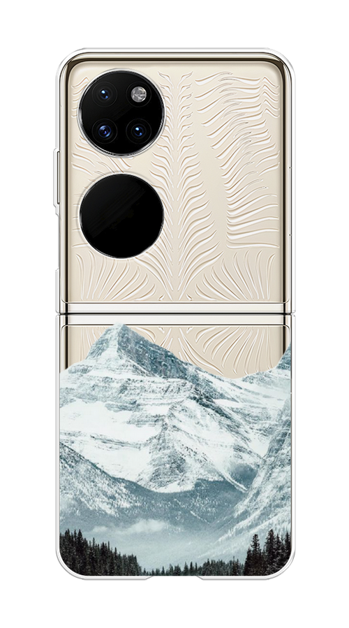 

Чехол на Huawei P50 Pocket "Горы арт 1", Белый;зеленый, 6107450-2