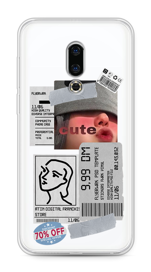 

Чехол на Meizu 16th "Cute girl collage", Розовый;серый;голубой, 72750-6