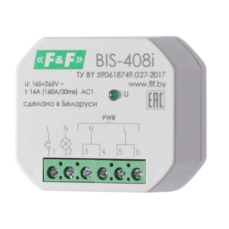 Импульсное реле Евроавтоматика F&F BIS-408i импульсное реле finder установка в монтажную коробку 2но контакта 10а 230в ac 260282300