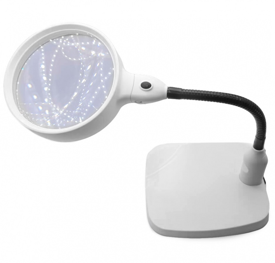 Купить Лупа настольная Magnifier на гибком штативе с LED подсветкой 8x 138 мм 7765