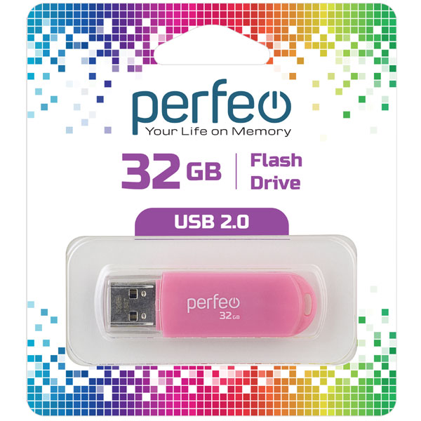 Флешка Perfeo C03 32ГБ Pink (PF-C03P032)