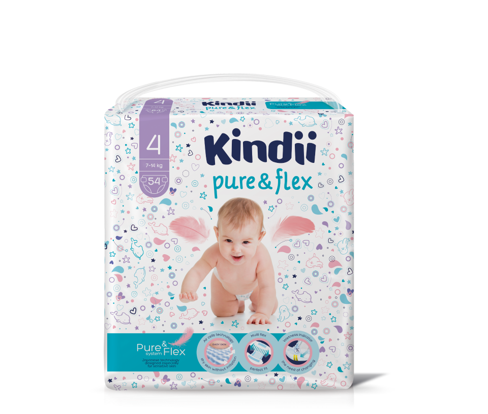

Подгузники KINDII PURE&FLEX 4/L (7-14 кг), 54 шт.