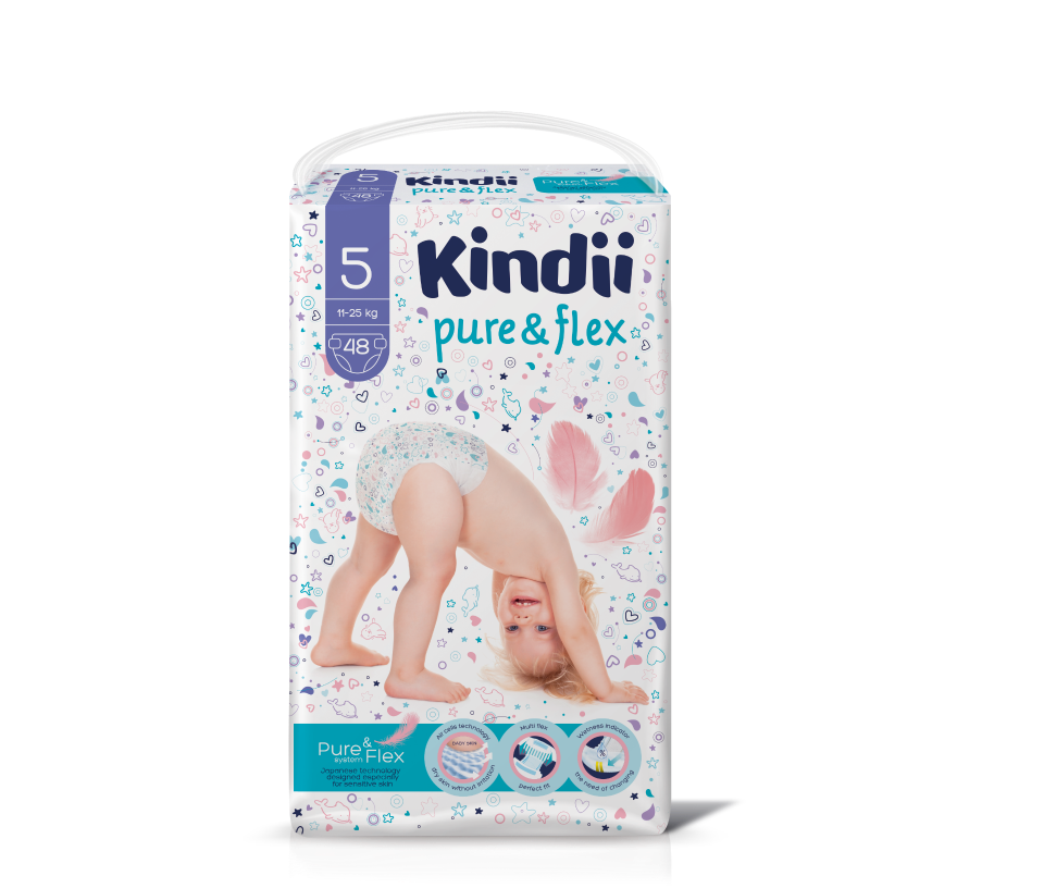 Подгузники KINDII PURE&FLEX 5/XL, 48 шт.