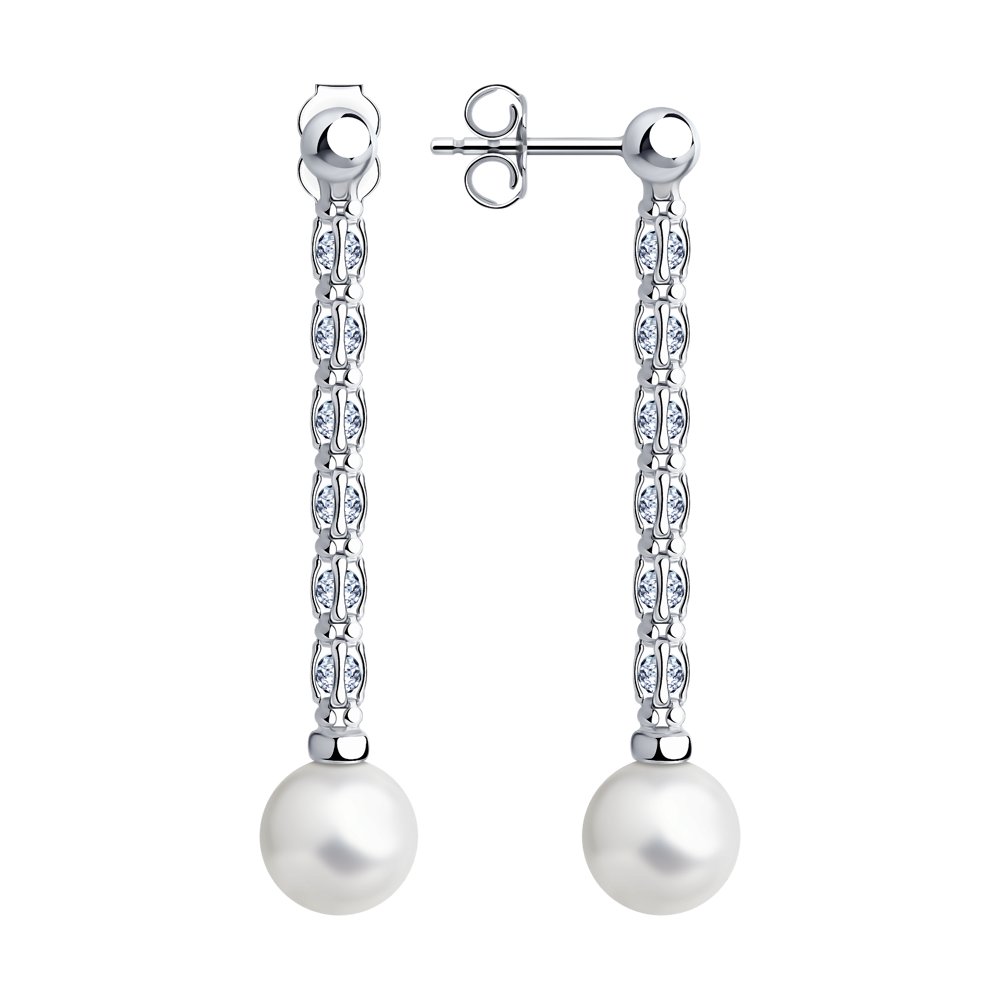 

Серьги женские из серебра SOKOLOV 94024508, фианит/жемчуг, 94024508