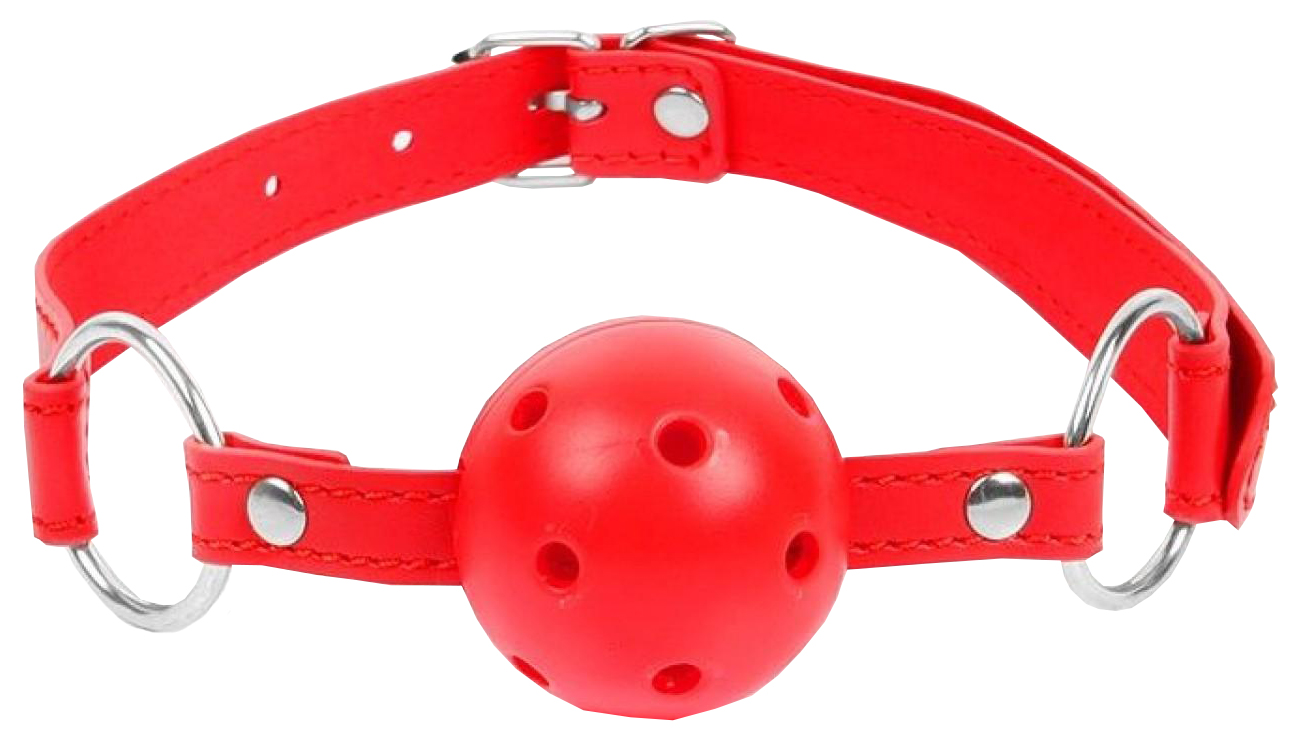 фото Кляп-шарик на регулируемом ремешке с кольцами bior toys красный