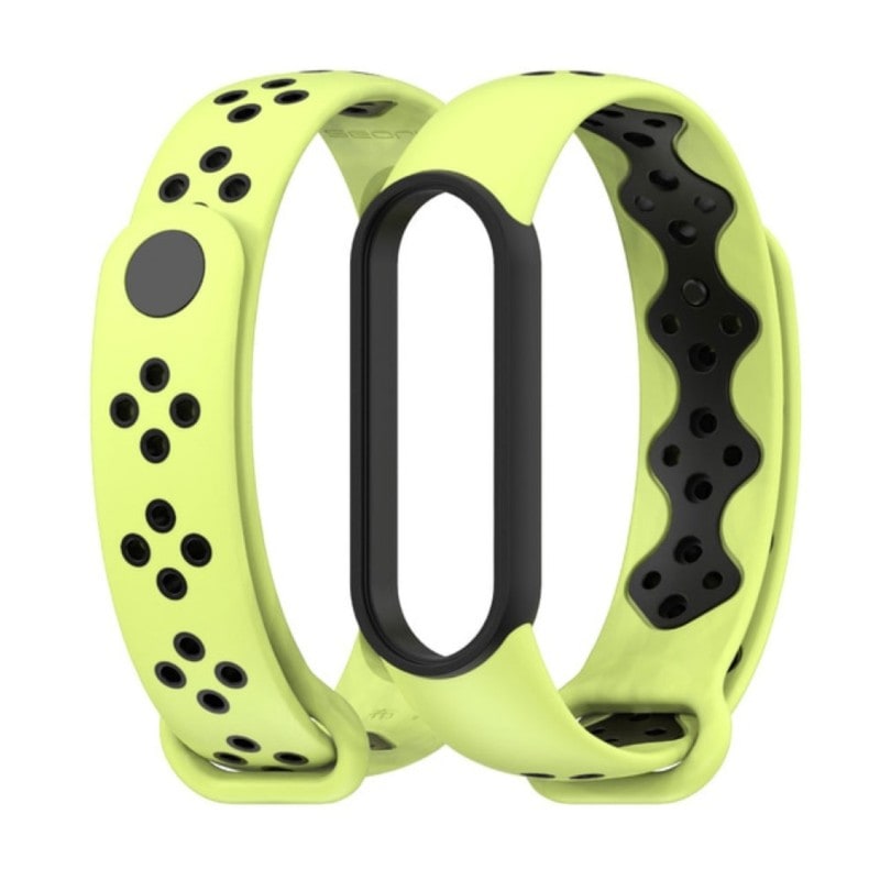 

Ремешок Mijobs для Xiaomi Mi Band 5, двухцветный с перфорацией (салатовый/Black)