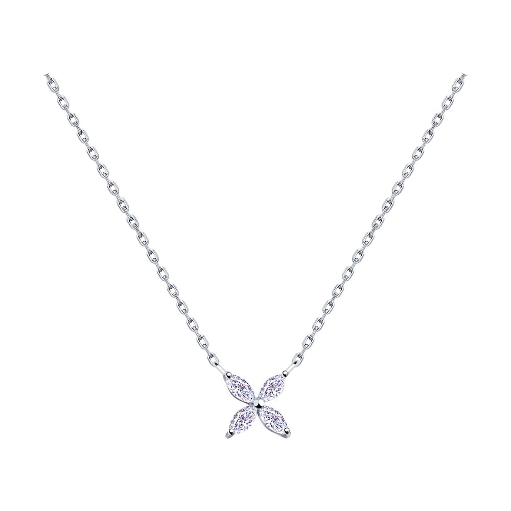 

Колье из серебра 42 см SOKOLOV 94070176, фианит, 94070176